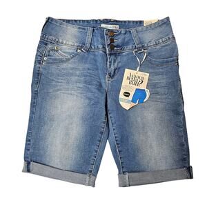 YMI Jean Shorts Womens 9 Blue Denim Bermuda Mid Rise Flat Front Stretch Y2K NWT